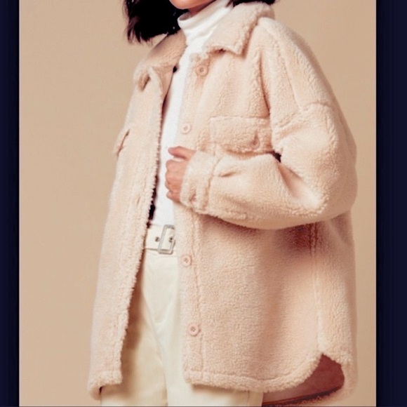 🧸Choosy Momo oversized Teddy shirt jacket in beige - Picture 3 of 6